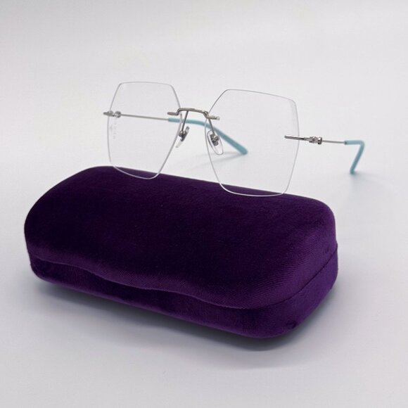 NEW GG0683O 002 GUCCI SQUARE SILVER WOMEN EYEGLASSES GUCCI - Picture 1 of 13